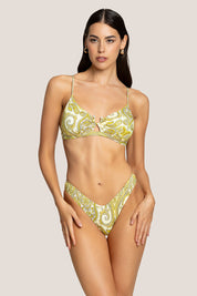 Γυναικείο Μαγιό bikini top με pattern λαδί-λευκό 4Giveness