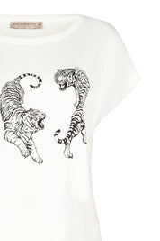 Γυναικείο T-shirt με κέντημα και στάμπα λευκό Rinascimento
