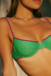 Γυναικείο Μαγιό bikini top balconate lurex φούξια-πράσινο 4Giveness