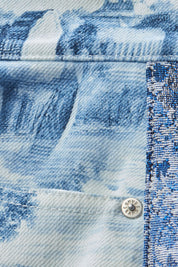 Γυναικείο Jean παντελόνι με pattern palm trees λευκό-γαλάζιο Alice+Olivia