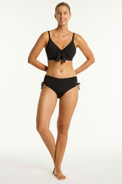 Γυναικείο Μαγιό bikini top ανάγλυφο με δέσιμο balconate μαύρο Sea Level