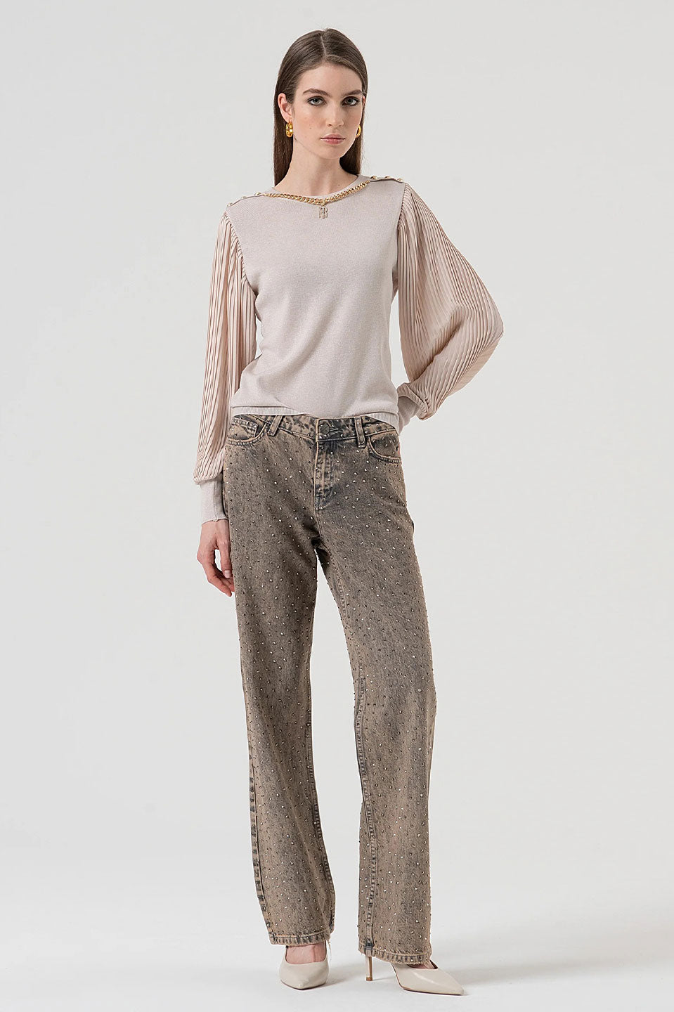 Γυναικείο παντελόνι τζιν με ξέβαμα Fracomina