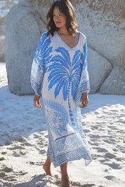 Γυναικείο φόρεμα tunic εμπριμέ μπλε Miss June