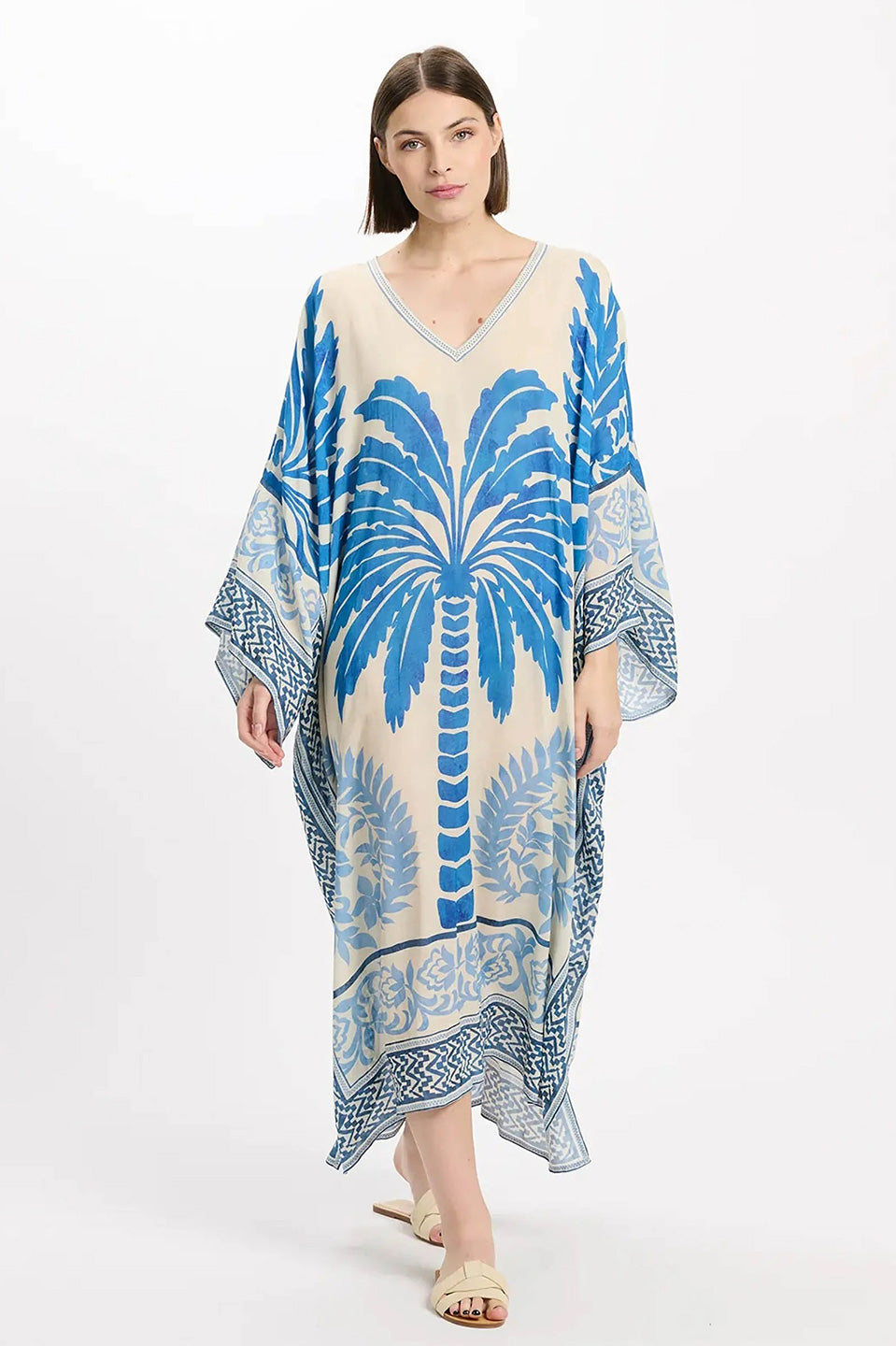 Γυναικείο φόρεμα tunic εμπριμέ μπλε Miss June