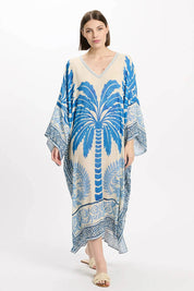 Γυναικείο φόρεμα tunic εμπριμέ μπλε Miss June
