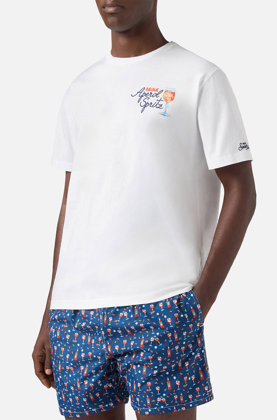 Ανδρική μπλόυζα λευκή Saint Barth M2 -PORTLAND-T-SHIRT-DRINK SPRITZ 01N