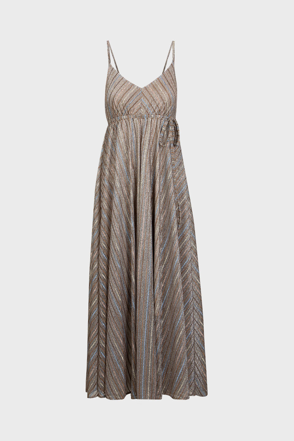Γυναικείο φόρεμα maxi με τιράντες lurex μπισκότο Sandro Ferrone