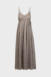 Γυναικείο φόρεμα maxi με τιράντες lurex μπισκότο Sandro Ferrone