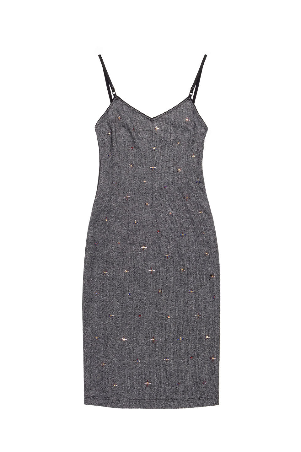 Γυναικείο φόρεμα με πέτρες γκρι Nenette