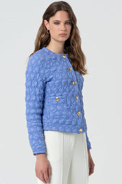 Γυναικείο πανωφόρι καπιτονέ μπλε Fracomina