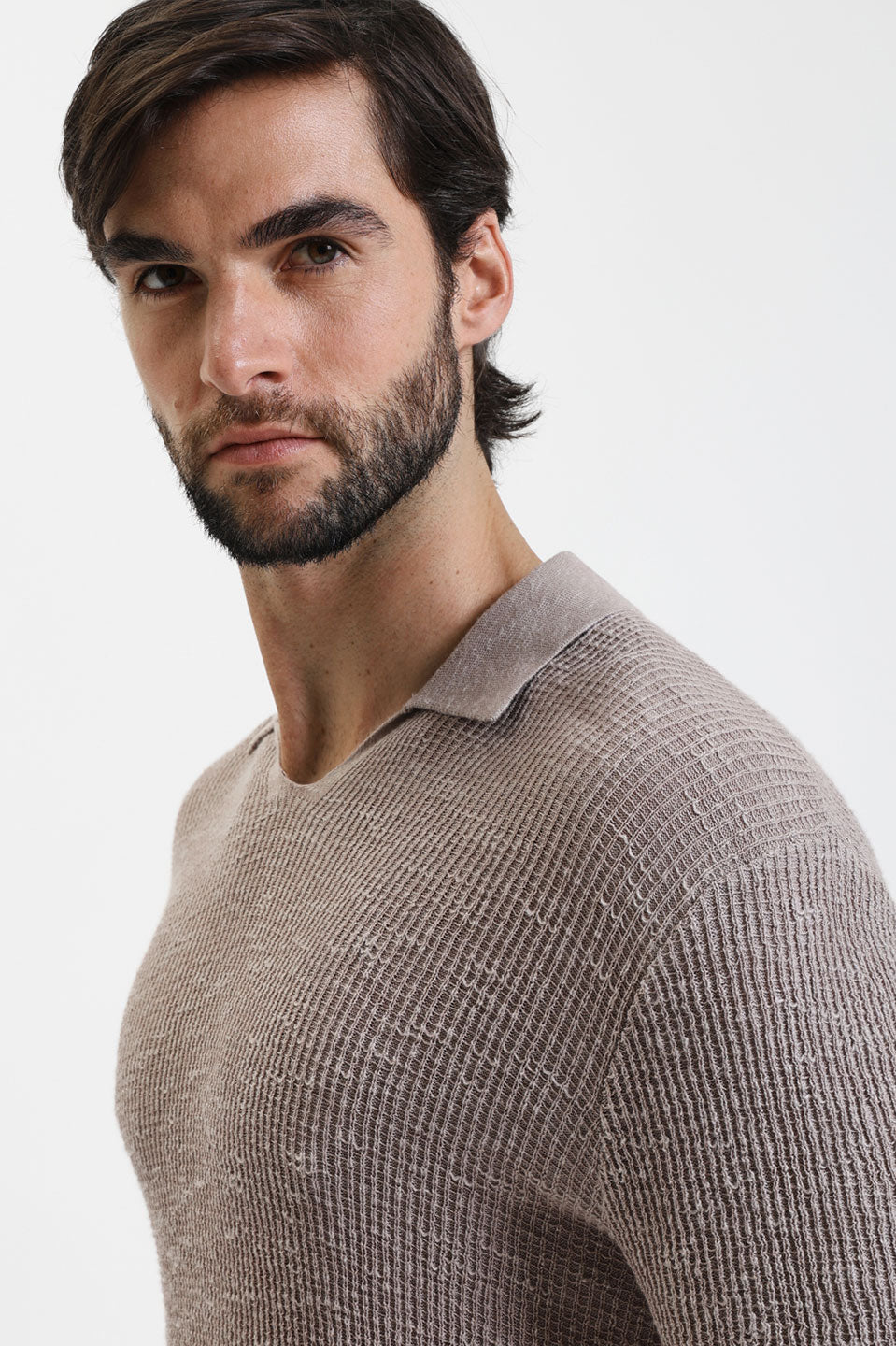 Ανδρική Κοντομάνικη μπλούζα πλεκτή μπεζ Gianni Lupo