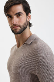 Ανδρική Κοντομάνικη μπλούζα πλεκτή μπεζ Gianni Lupo