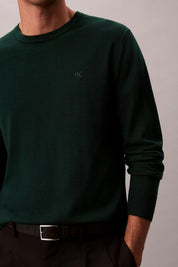 Ανδρική μπλούζα πλεκτή 100% merino wool πράσινη Calvin Klein - LV04LB305G0PI