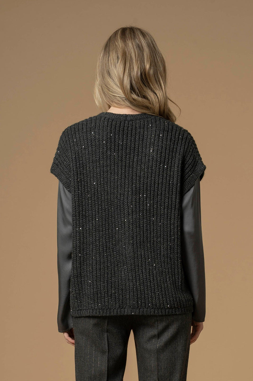 Γυναικεία ζακέτα πλεκτή γκρι σκούρο Kocca