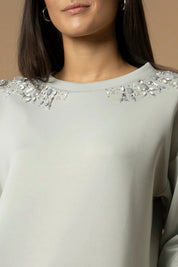 Γυναικεία μπλούζα φούτερ με πέτρες γκρι Kocca