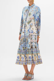 Midi φόρεμα με κουμπιά εμριμέ 00034431-ALMANPALCamilla