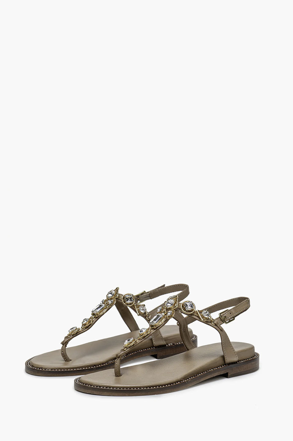 Γυναικεία Παπούτσια πέδιλα με πέτρες μπεζ Emanuelle Vee