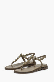 Γυναικεία Παπούτσια πέδιλα με πέτρες μπεζ Emanuelle Vee