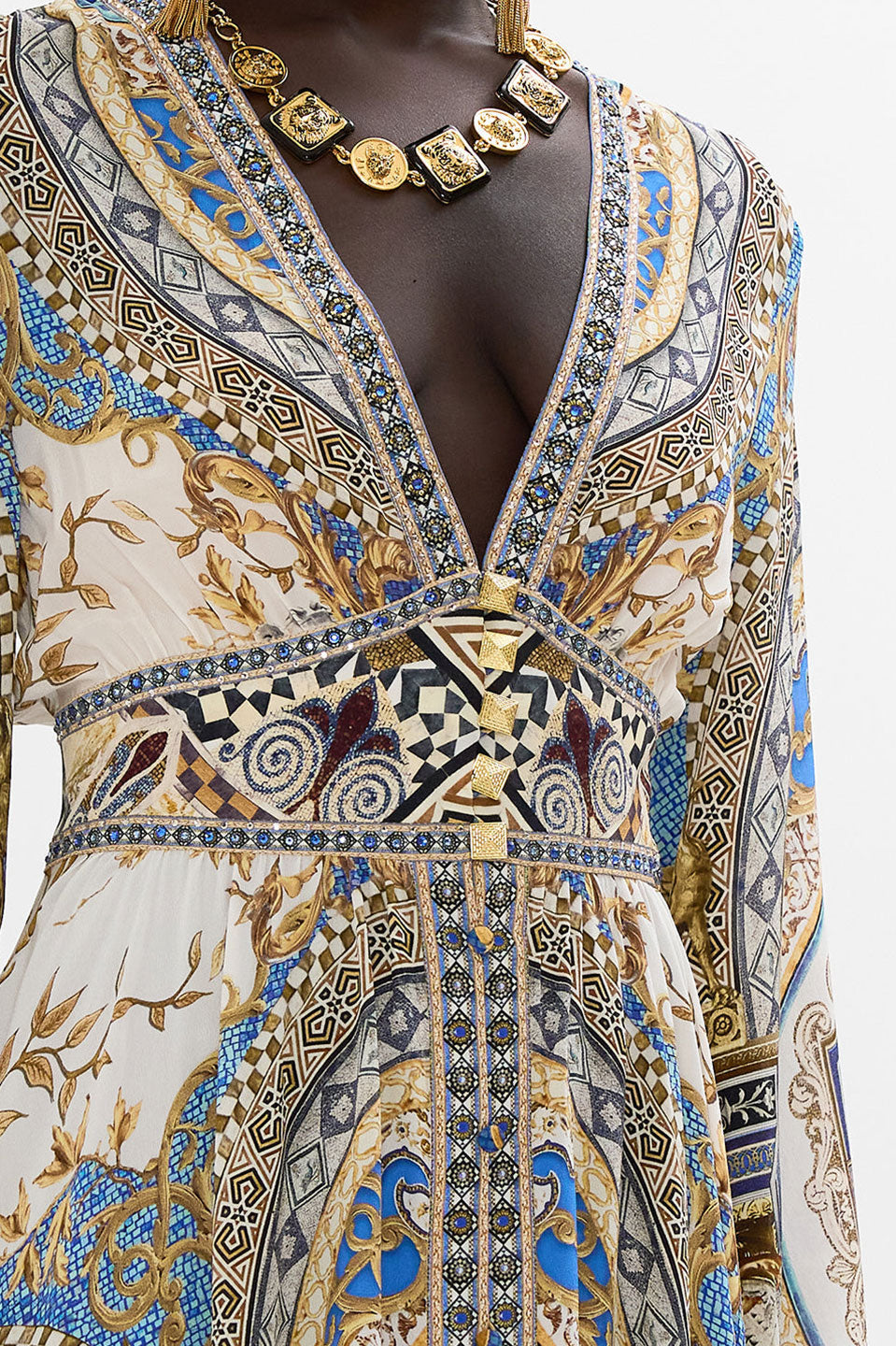 Γυναικείο Maxi kimono dress εμριμέ 00034430-MMYMOSAC Camilla