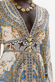 Γυναικείο Maxi kimono dress εμριμέ 00034430-MMYMOSAC Camilla