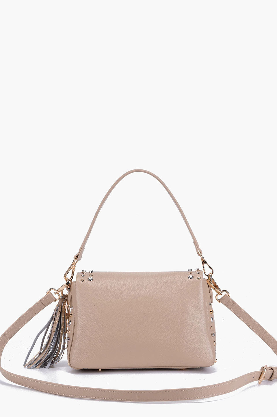Γυναικεία τσάντα ώμου-χιαστί με τρουκς μπεζ La Carrie