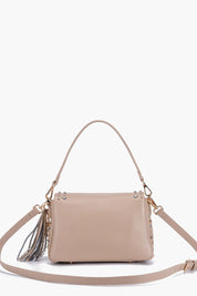 Γυναικεία τσάντα ώμου-χιαστί με τρουκς μπεζ La Carrie