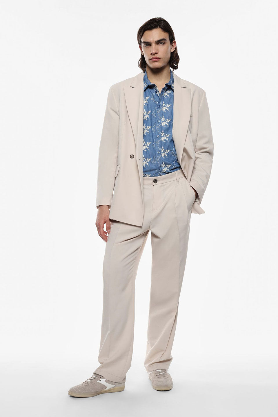 Ανδρικό παντελόνι με τσάκιση μπεζ IMPERIAL MAN