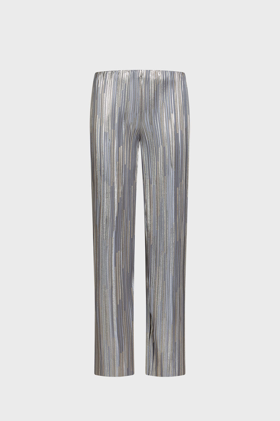 Γυναικείο Παντελόνι πλισέ γυαλιστερό ασημί Sandro Ferrone Lola