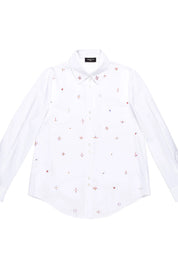 Γυναικείο πουκάμισο με κεντήματα και πέτρες λευκό Nenette