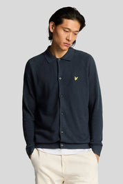 Ανδρικό Μακρυμάνικο πλεκτό πουκάμισο σκούρο μπλε Lyle & Scott