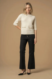 Γυναικεία μπλούζα πλεκτή με πέτρες εκρού Kocca