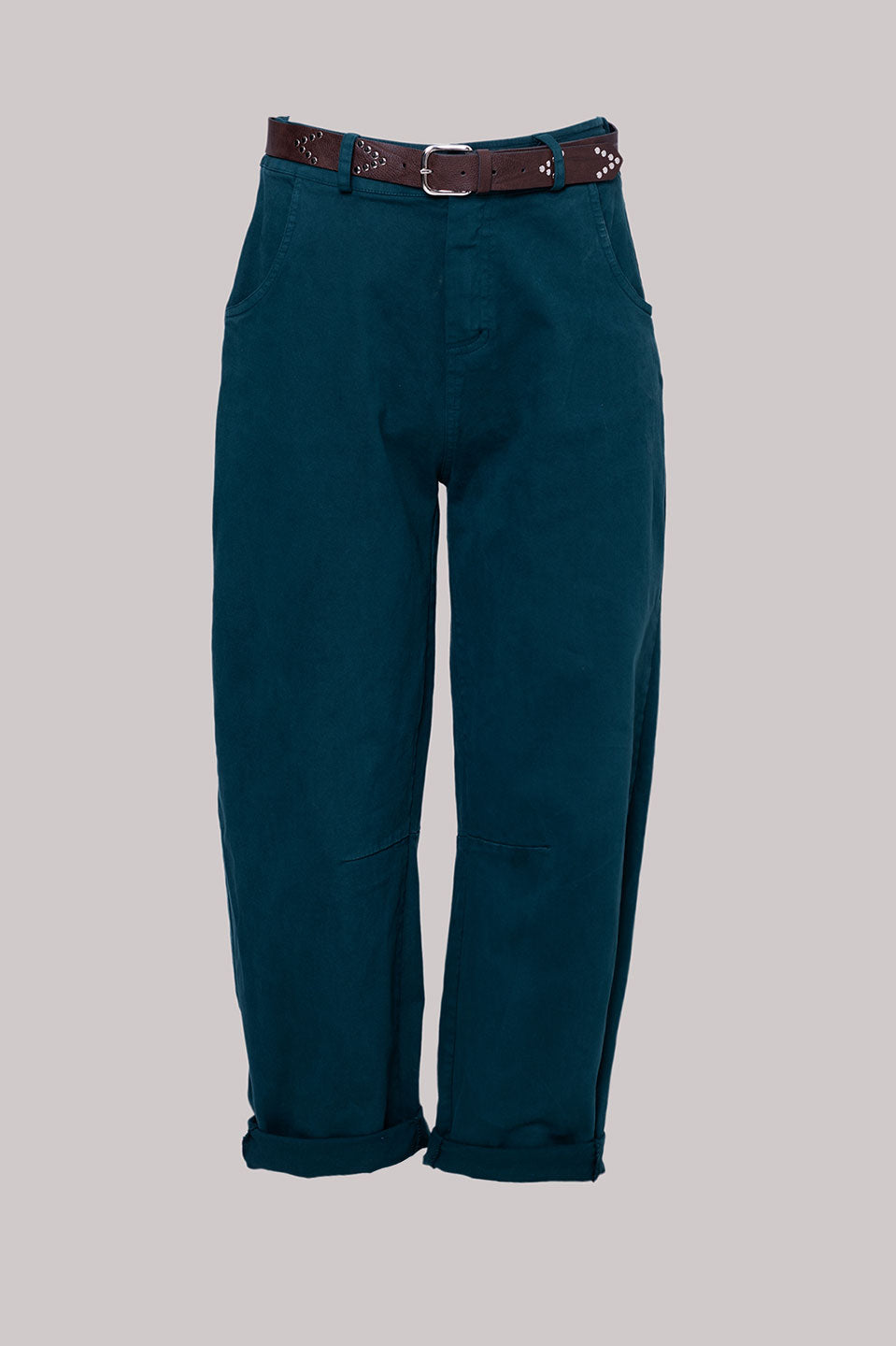 Γυναικείο παντελόνι με ζώνη πράσινο Tensione In