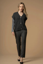 Γυναικεία ζακέτα πλεκτή γκρι σκούρο Kocca