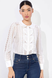 Γυναικείο Πουκάμισο με κέντημα λευκό Alice+Olivia
