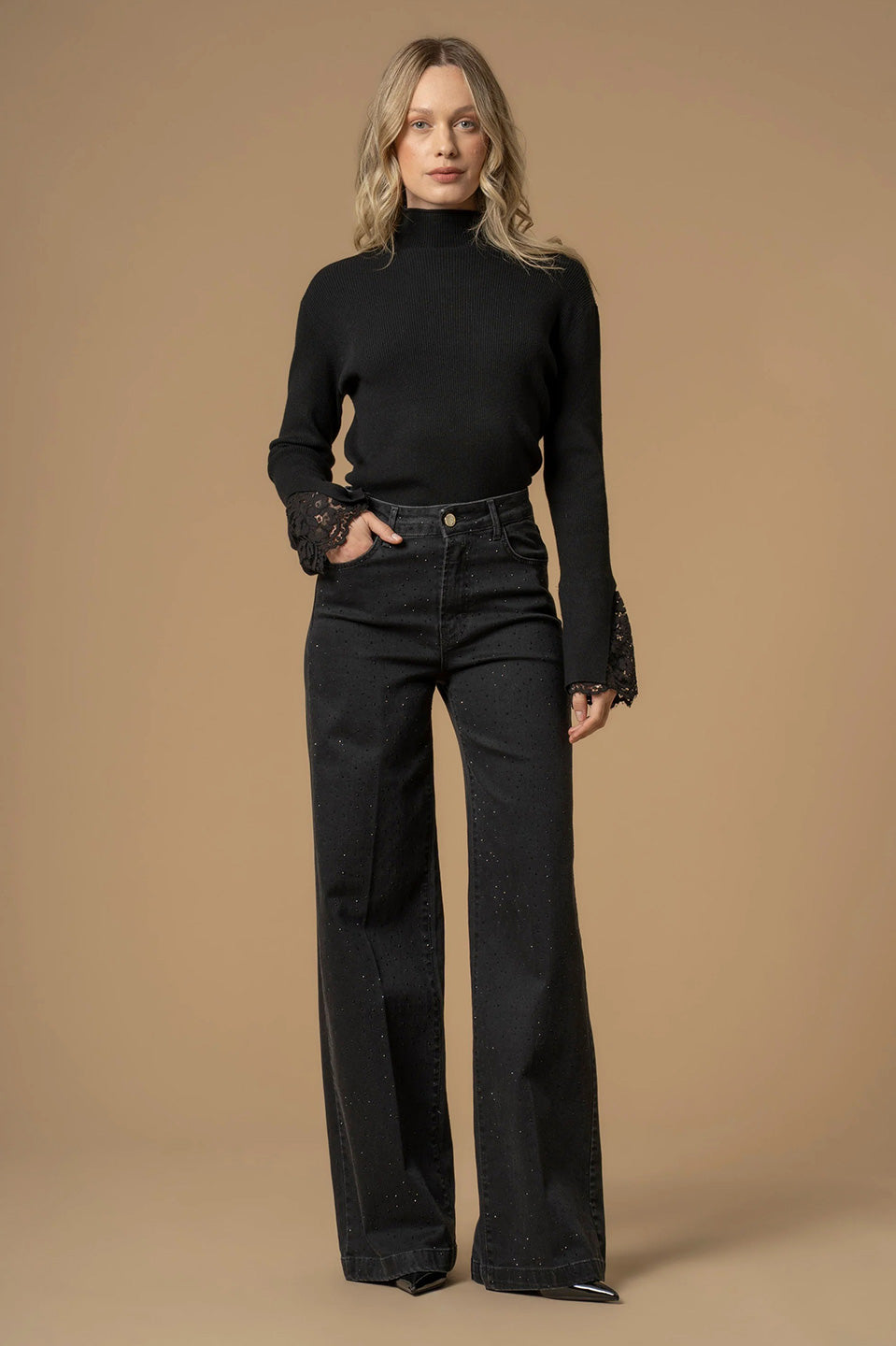 Γυναικείο παντελόνι τζιν full length μαύρο Kocca