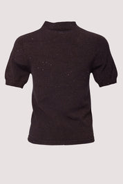 Γυναικεία μπλούζα ζιβάγκο κοντομάνικη καφέ Motel