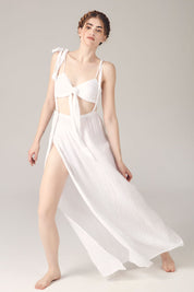 Γυναικείο σετ φούστα και crop top λευκό Blanca