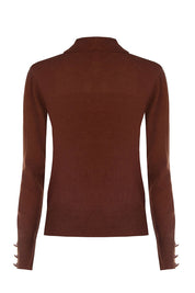 Γυναικεία μπλούζα πλεκτή ζιβάγκο σοκολά Rinascimento