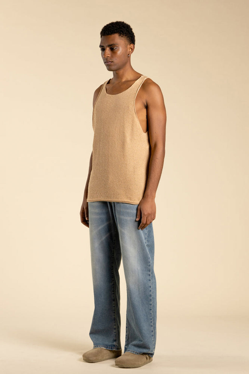 Ανδρική Αμάνικη πλεκτή μπλούζα τερακότα I'M BRIAN