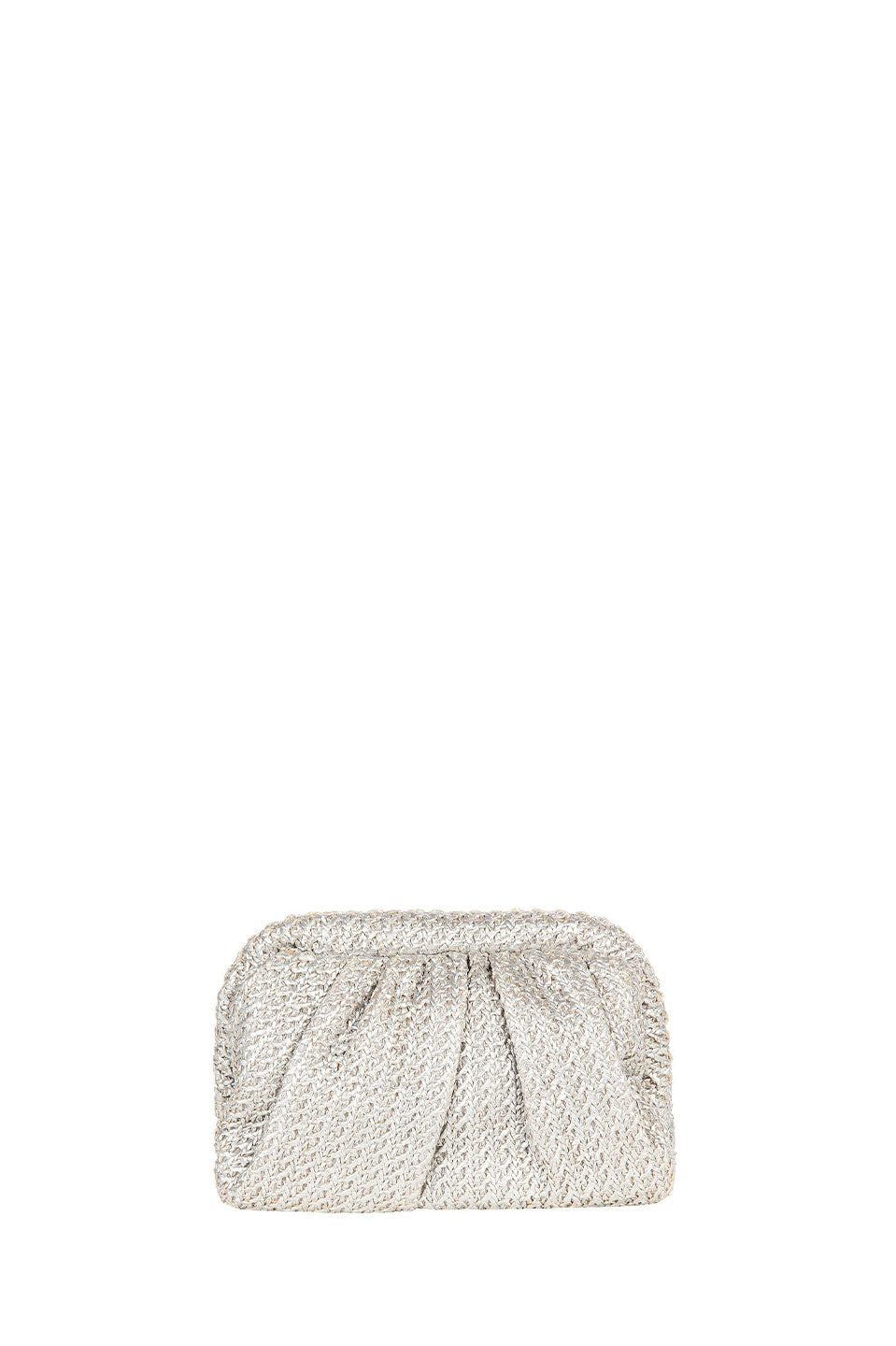 Γυναικείο Τσαντάκι clutch με πλέξη ασημένιο Rinascimento
