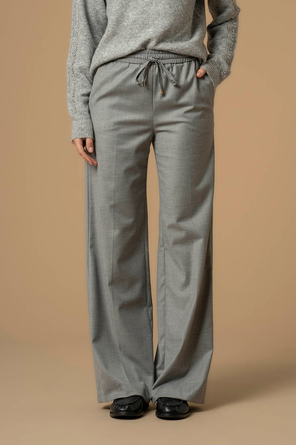 Γυναικείο παντελόνι ίσια γραμμή & λάστιχο στη μέση γκρι Kocca