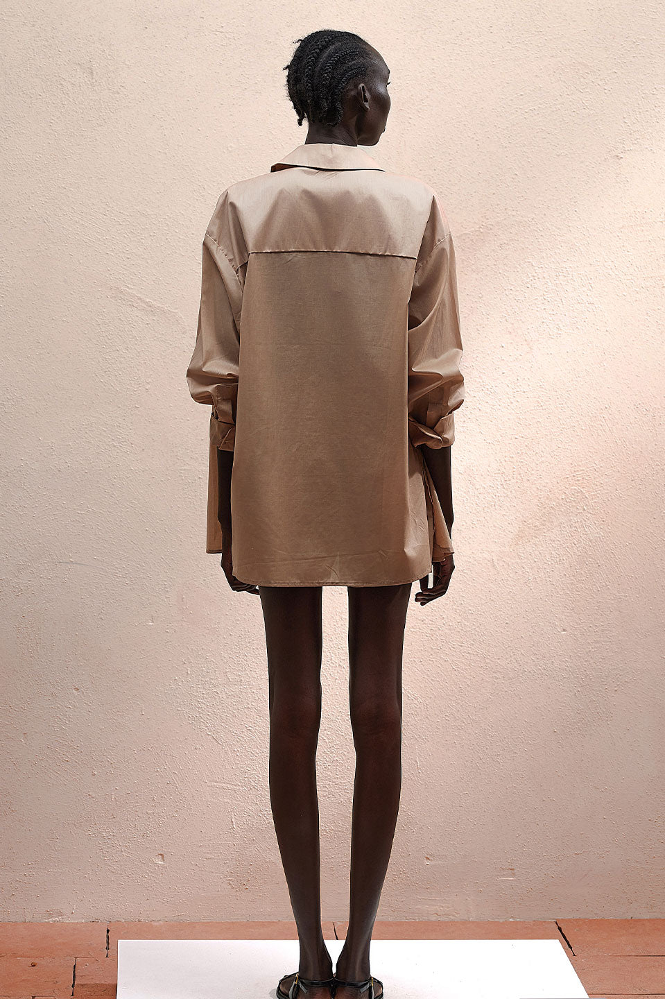 Γυναικείο πουκάμισο μακρυμάνικο σαφάρι κάμελ Eleh