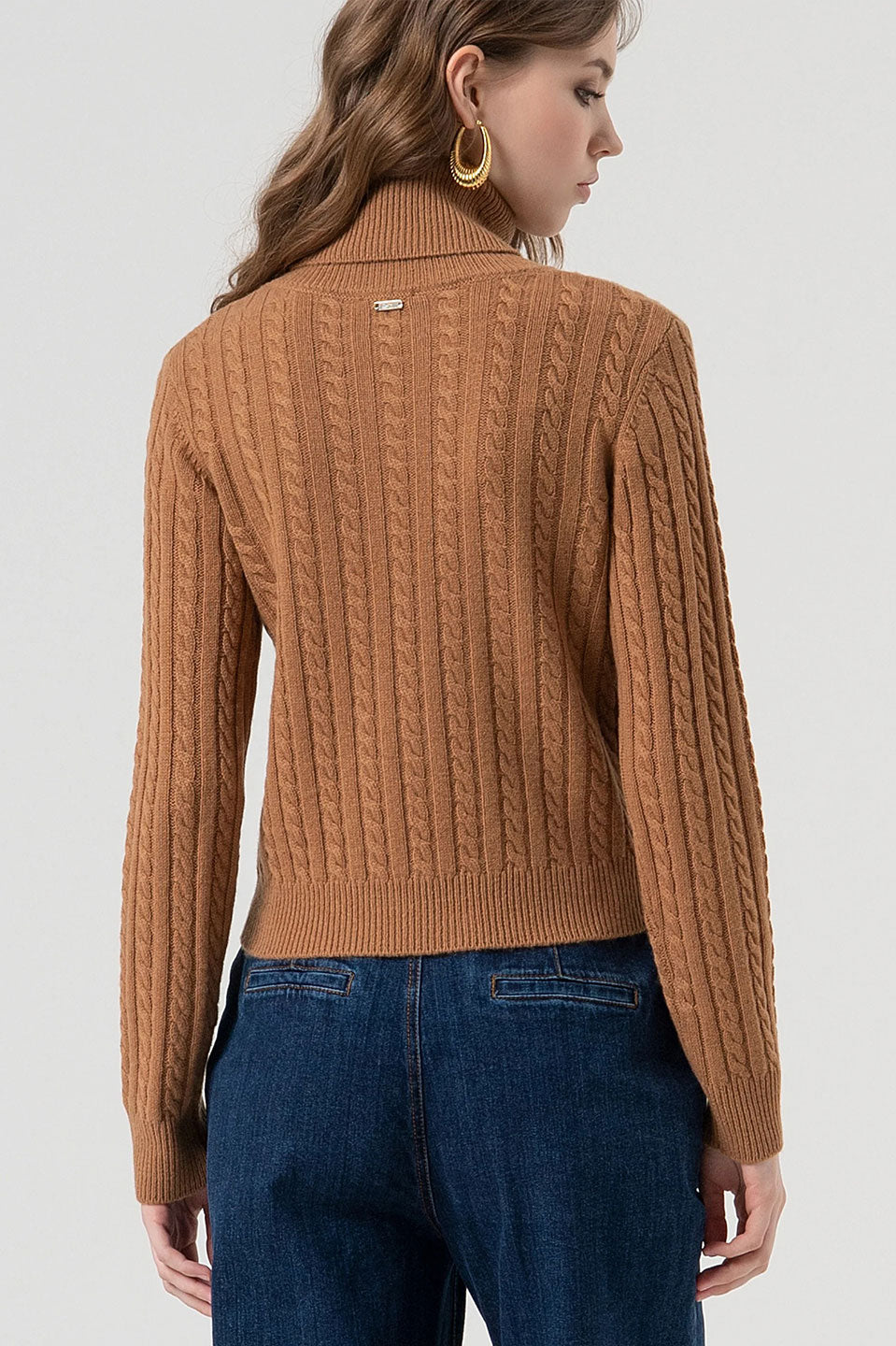 Γυναικεία μπλούζα πλεκτή ζιβάγκο σοκολά Fracomina