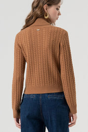 Γυναικεία μπλούζα πλεκτή ζιβάγκο σοκολά Fracomina