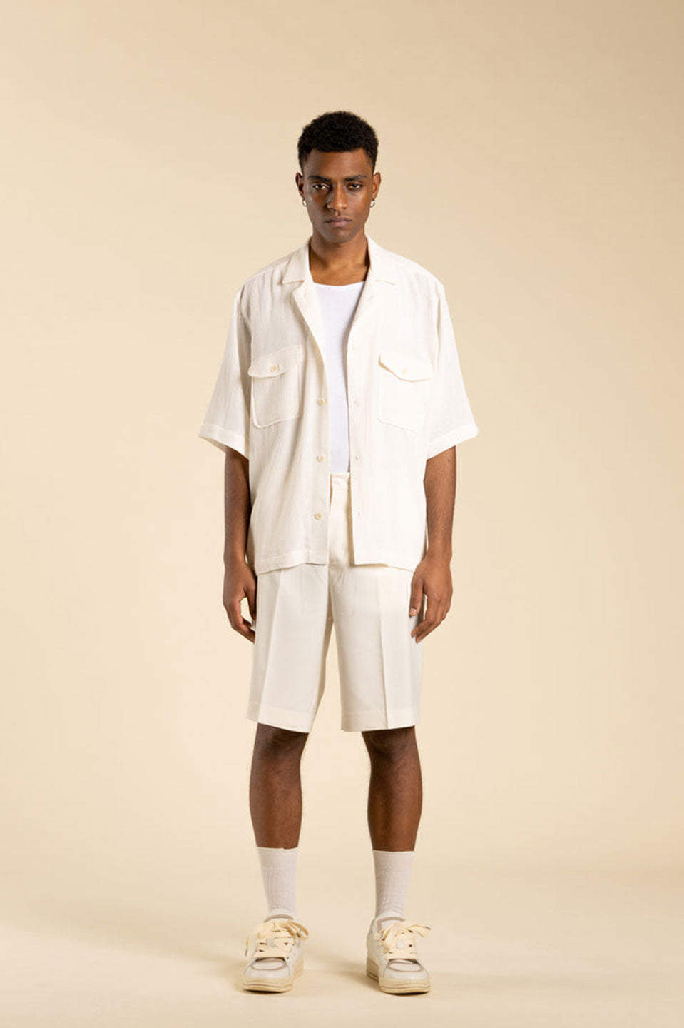 Ανδρικό Κοντομάνικο πουκάμισο φαρδύ μπεζ I'M BRIAN