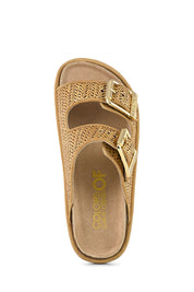 Γυναικεία πέδιλα με διπλά λουράκια raffia ταμπά Colors of California