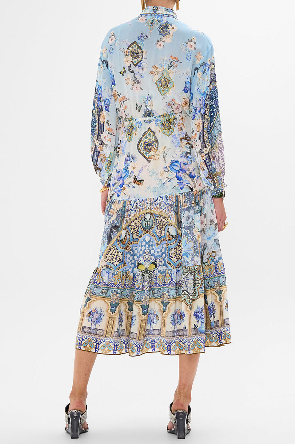 Midi φόρεμα με κουμπιά εμριμέ 00034431-ALMANPALCamilla