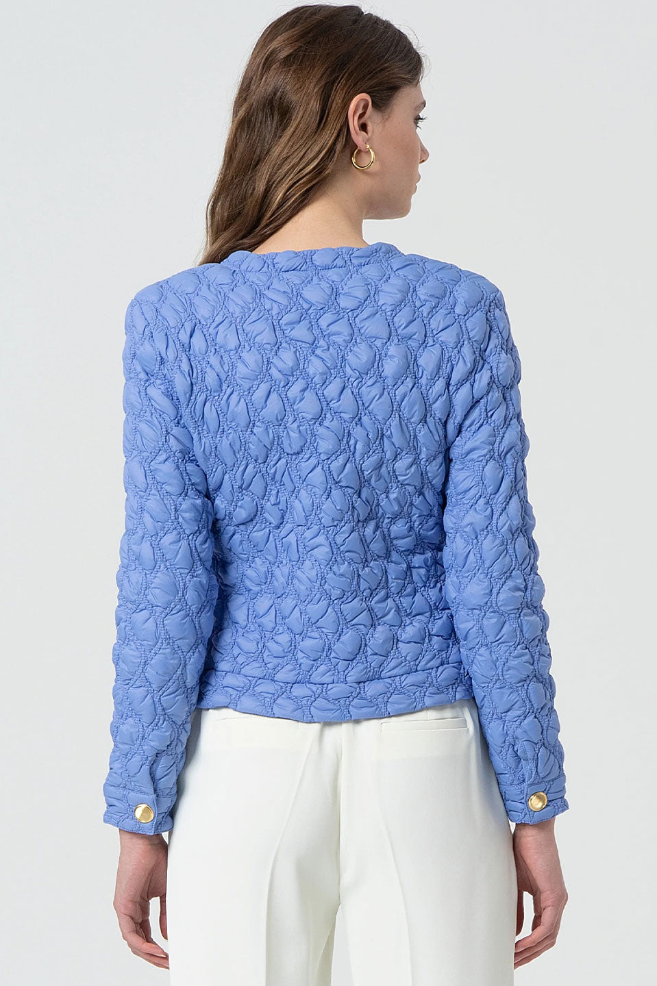 Γυναικείο πανωφόρι καπιτονέ μπλε Fracomina