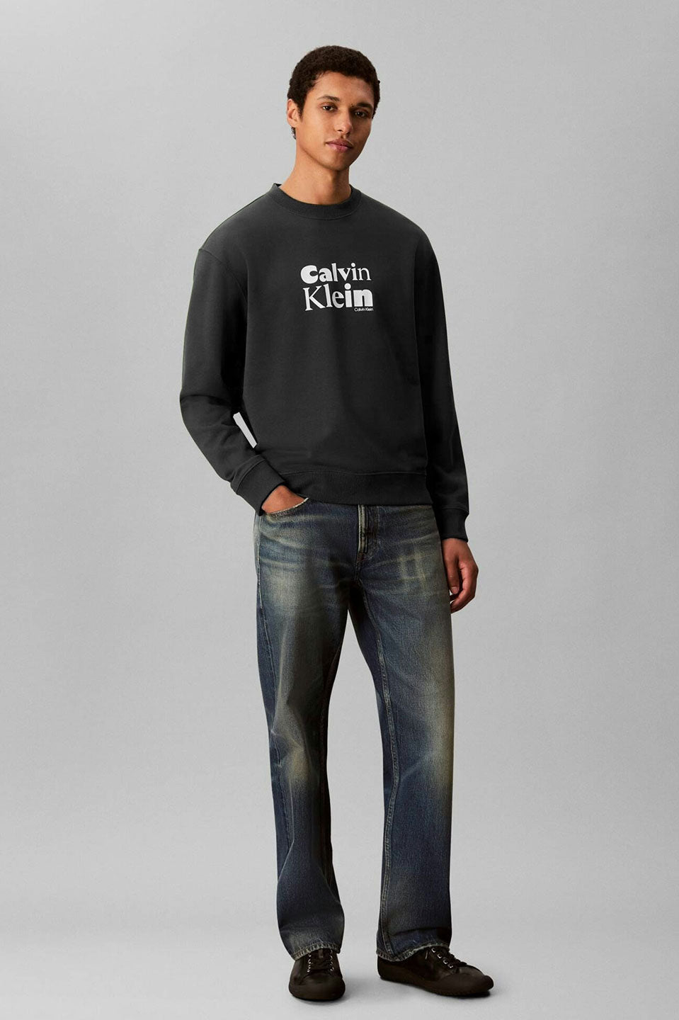 Ανδρική μπλούζα φούτερ μαύρη LV04LD242GUB1 Calvin Klein