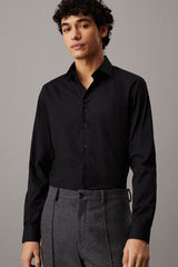 Ανδρικό Πουκάμισο ποπλίνα slim fit μαύρο Calvin Klein K10K109509BEH